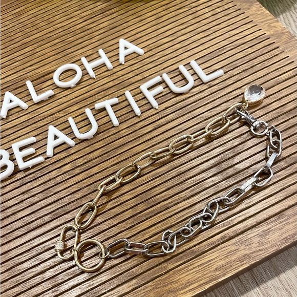 Gold and Silver Carabiner Link Necklace - Picture 5 of 5